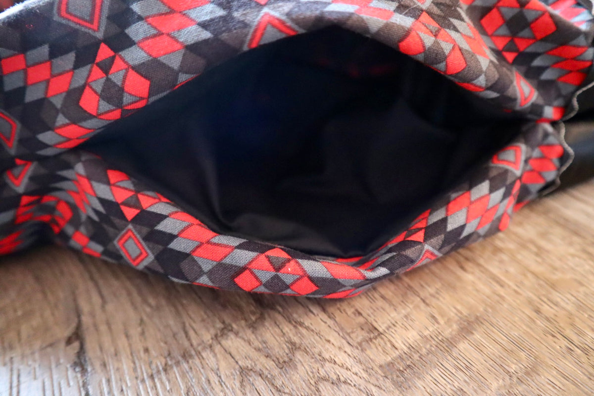 Couture Embroidered Stacked Pony Ribbon Skirt Pockets Womens Red and Black Geometric Cotton Black to Silver Ombre OOAK Indigenous HandMade *up to 50 inches* (enter desired sizes waist size “inches” or Dress/Pants size in order notes)